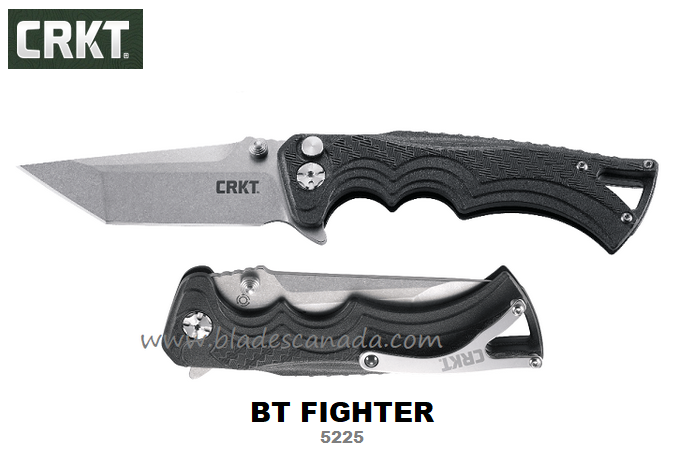 CRKT BT Fighter Folding Knife, Tanto Blade, GFN Black, CRKT5225